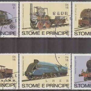 S. Tome E Principe – M  808-813 Järnväg – Gamla Lok bla Mallard, 6 kpl
