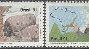 Brasilien – M 2422-2423 Turism 1991 bl.a. Klippkonst i Pedra Pintada, 2 kpl **