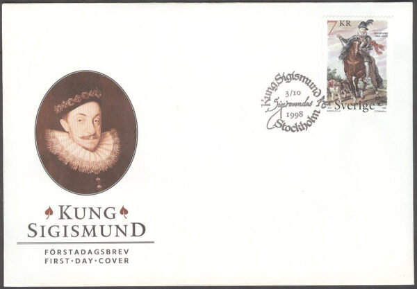 Sverige - FDC 1998-10-03 - Kung Sigismund, 1 kpl Vinjett 1