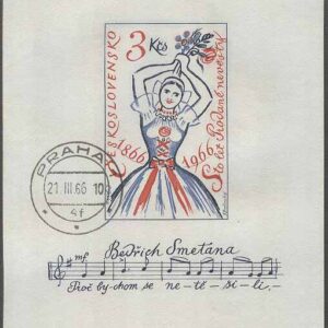Tjeckoslovakien – M BL  23 Uruppförandet av Smetanas opera Brudköpet 100 år, Block