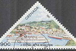 Grenada – M 1083 Revolutionen 2 år – Fartyg i hamnen i St. George’, märke
