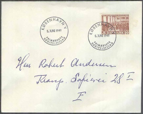 Danmark - FDC 1949-06-05 - Grundlagen 100 år, 1 kpl Adressat