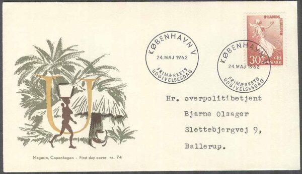 Danmark - FDC 1962-05-24 - U-landshjälpen, 1 kpl Vinjett 4 Adressat