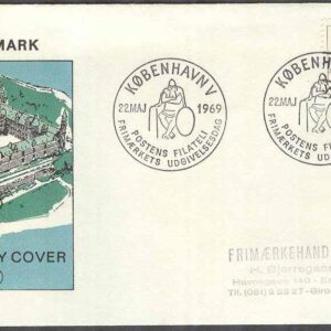 Danmark – FDC 1969-05-22 – Dansk samverkan 50 år – Byggnad, 1 kpl Vinjett 1 Adressat