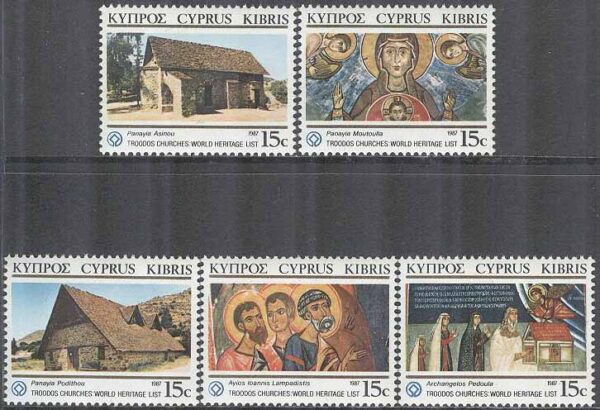 Cypern - M  672-675, 678 Kulturarv - Kyrkor, 5 olika **