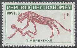 Dahomey – M P   32 Panter och Människa – Portomärke, märke **