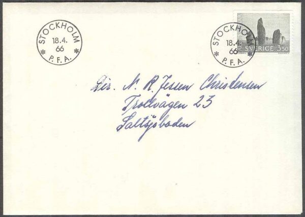 Sverige - FDC 1966-04-18 - Ales stenar, 1 kpl Adressat Stämpel 23 mm