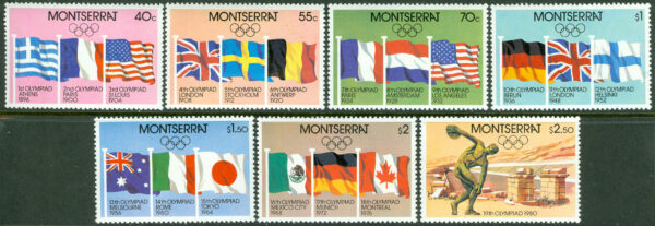 Montserrat - M  424-430 OS i Moskva 1980. Flaggor bl.a. Sveriges, 7 kpl **