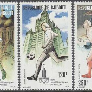 Djibouti – M  273-275 OS i Moskva 1980 bla Fotboll & Löpning, 3 kpl **