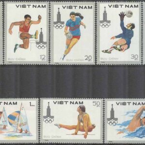 Vietnam – M 1093-1100 OS i Moskva 1980 bla Gymnastik & Fotboll, 8 kpl **