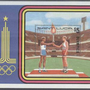 St. Lucia – M BL  24 OS i Moskva 1980 OS facklan, Block **