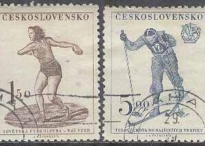 Tjeckoslovakien – M  671-674 Sport bla Fotboll – Kongress Sokol-Dach, 4 kpl