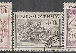 Tjeckoslovakien – M  823-825 Sport bla Motorcyklar – Friidrott, 3 kpl