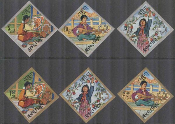 Bhutan - M  161-166 B Scouting för flickor i Bhutan 1967, 6 kpl **