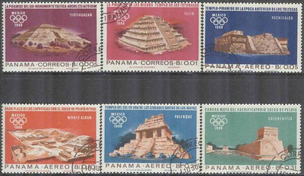 Panama - M  974-979 OS i Mexiko 1968 bla Pyramider, 6 kpl