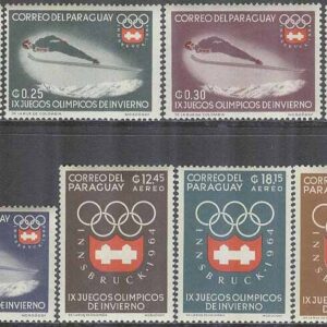 Paraguay – M 1249-1256 OS i Innsbruck 1964 bla Backhoppning, 8 kpl **