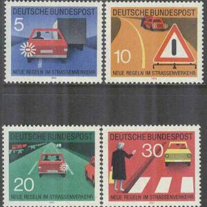 Tyskland – M  670-673 Nya Trafikregler II bla Använd blinkers – Bilar, 4 kpl **