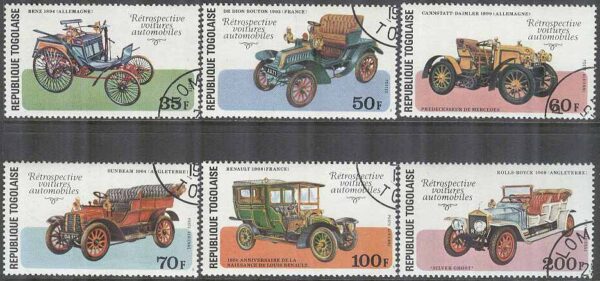 Togo - M 1221-1226 A Gamla Bilar bla Dion Bouton - Louis Renault 100 år, 6 kpl