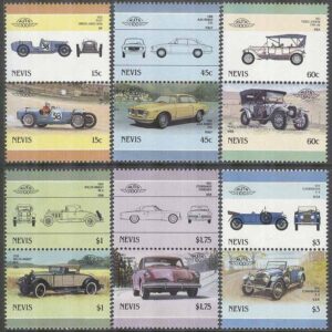 Nevis – M  398-409 Gamla Bilar VI bla Pierce Arrow Typ 66, 6 par kpl **