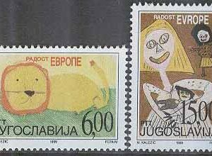 Jugoslavien – M 2928-2929 Euoropeisk Barnträff – Barnteckningar, 2 kpl **