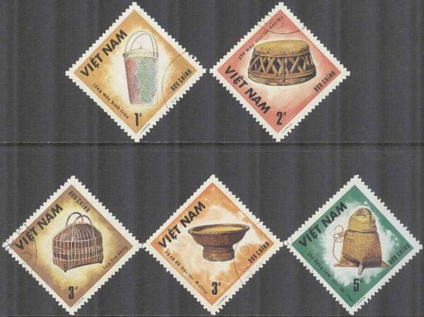 Vietnam - M 1751, 1753-1756 Konsthantverk bla Korgar, 5 olika