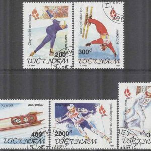 Vietnam – M 2352-2354, 2356-2357 OS i Albertville 1992 I bla Skridsko, 5 olika