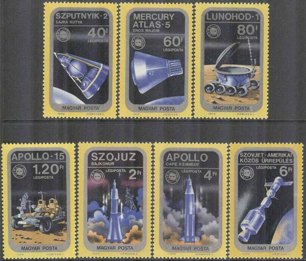 Ungern - M 3046-3052 A Rymd bla Mercury, Atlas 5 & Apollo 15, 7 kpl **