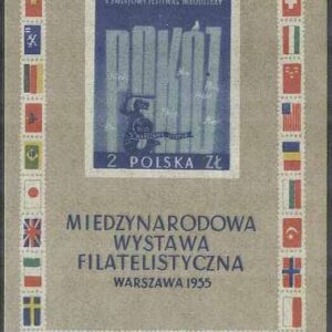 Polen – M BL  18 Internationell Frimärksutställning 1955 bla Flaggor, Block *