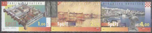Kroatien - M  314-316 Staden Split 1700 år bla Byggnader, 3-strip kpl **