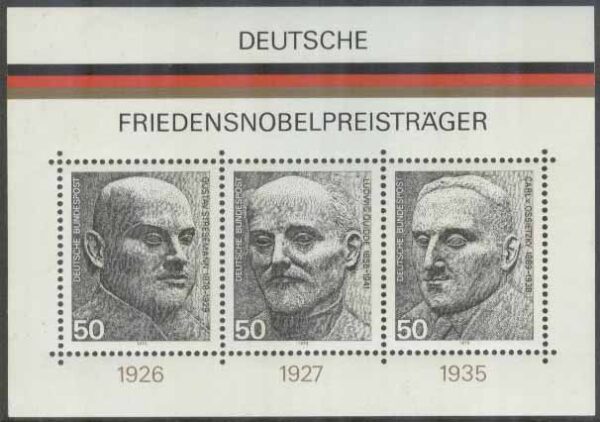 Tyskland - M BL  11 Tyska Fredsnobelpristagare bla Ludwig Quidde, Block **