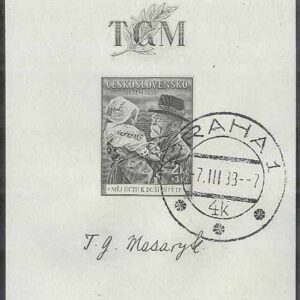Tjeckoslovakien – M BL   3 Thomá∏ Garrigue Masaryk 88 år – Folkdräkt, Block