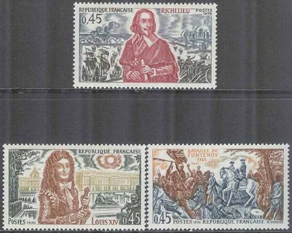 Frankrike - M 1726-1728 Fransk historia V bla Louis XIV, 3 kpl **