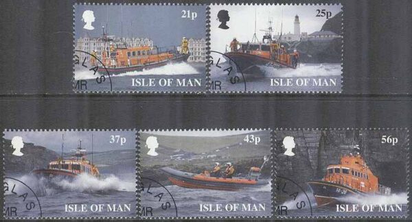 Isle of Man - M  791-795 Kungliga Räddningssällskapet 175 år - Båtar, 5 kpl