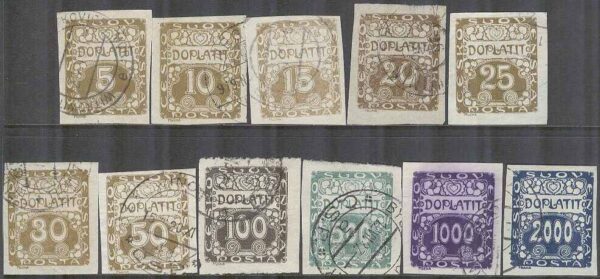Tjeckoslovakien - M P    1-6, 8-9, 12-14 Siffertyp - Portomärken, 11 olika