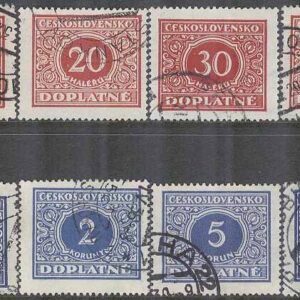 Tjeckoslovakien – M P   55-66 Siffertyp – Portomärken, 12 kpl