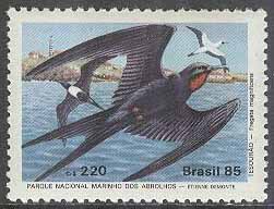 Brasilien – M 2122 Fåglar – Praktfregattfågel, märke **