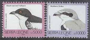 Sierra Leone – M 3106, 3108 I II Fåglar bla Varfågel, 2 kpl **