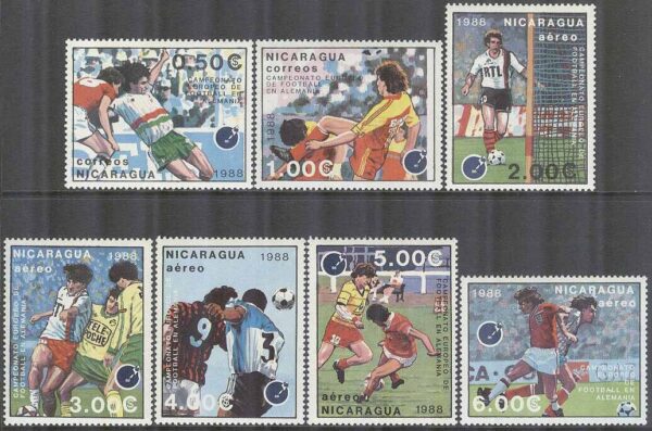Nicaragua - M 2861-2867 EM i Fotboll i Tyskland 1988, 7 kpl **