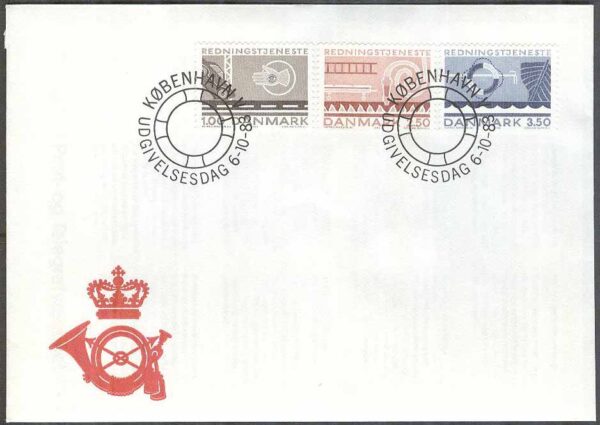 Danmark - FDC 1983-10-06 - Räddningstjänster bla Polistjänst, 3 kpl Vinjett 1