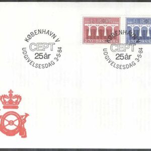 Danmark – FDC 1984-05-03 – Europa CEPT 1984 – CEPT 25 år, 2 kpl Vinjett 1