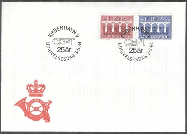 Danmark - FDC 1984-05-03 - Europa CEPT 1984 - CEPT 25 år, 2 kpl Vinjett 1