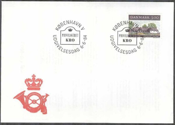 Danmark - FDC 1984-06-06 - Äldre dansk krog - Byggnader, 1 kpl Vinjett 1