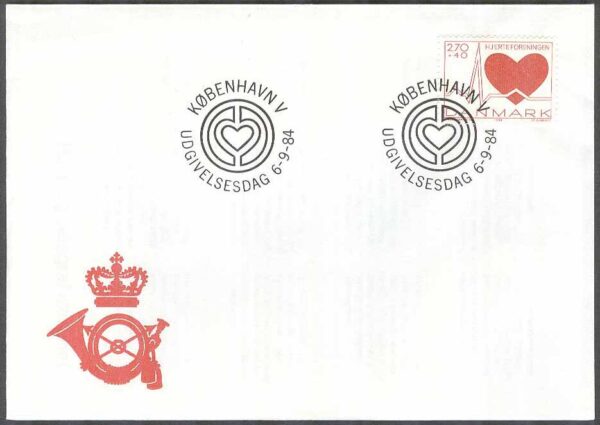 Danmark - FDC 1984-09-06 - Hjärtföreningen, 1 kpl Vinjett 1