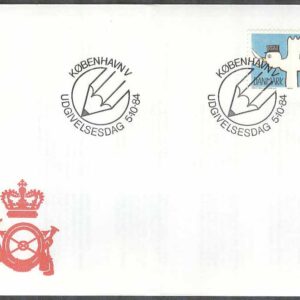 Danmark – FDC 1984-10-05 – Kommunikation: Postfågel, 1 kpl Vinjett 1