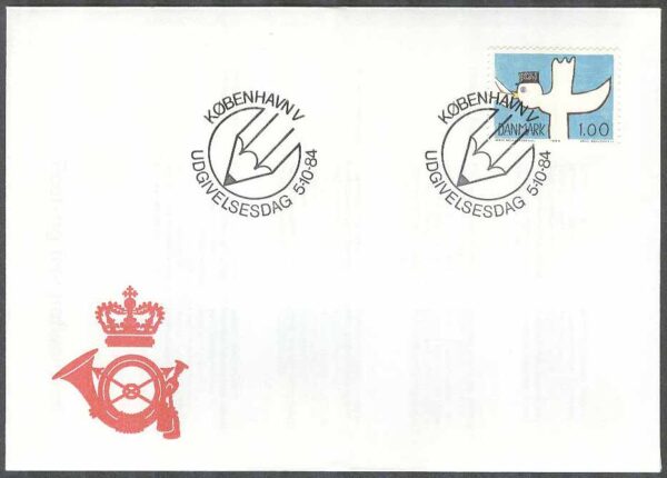 Danmark - FDC 1984-10-05 - Kommunikation: Postfågel, 1 kpl Vinjett 1