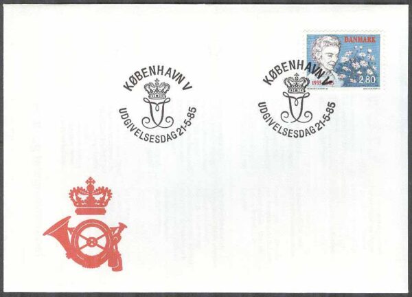 Danmark - FDC 1985-05-21 - Drottning Ingrid, 1 kpl Vinjett 1