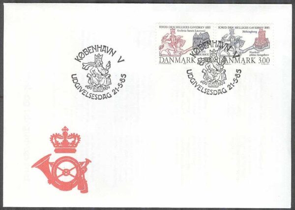 Danmark - FDC 1985-05-21 - Knut den Heliges brev 900 år, 2 kpl Vinjett 1