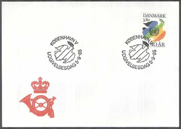 Danmark - FDC 1985-09-05 - FN 40 år, 1 kpl Vinjett 1