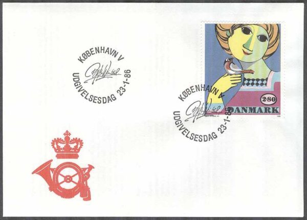 Danmark - FDC 1986-01-23 - Bjørn Wiinblad - Konstnär, 1 kpl Vinjett 1