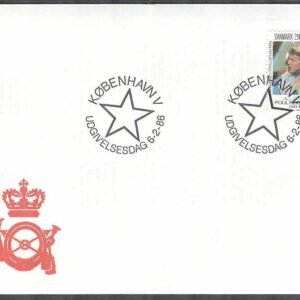 Danmark – FDC 1986-02-06 – Poul Reichardt – Skådespelare, 1 kpl Vinjett 1